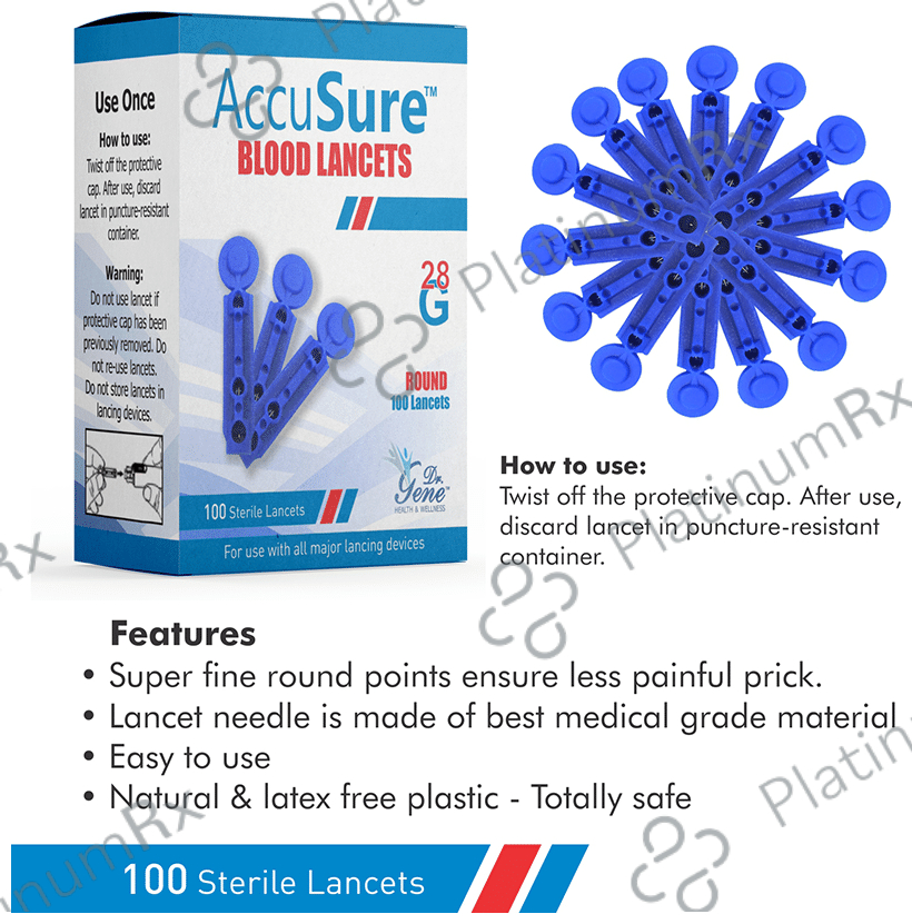 AccuSure Round Blood Lancets (100 Each) 2 units