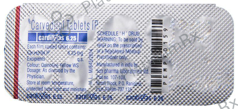 Cardivas 6.25mg Tablet 10s