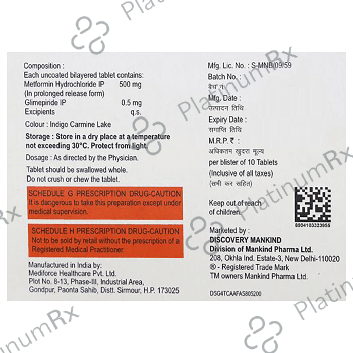 Glimestar M 0.5/500mg Tablet 10s