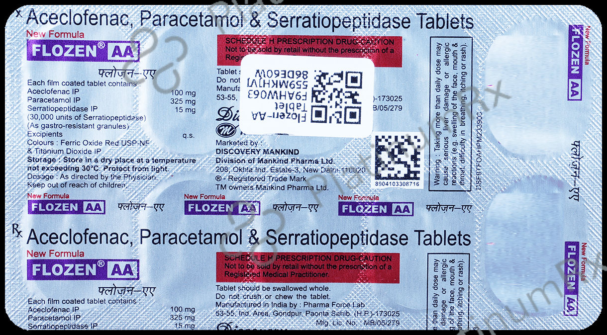 Flozen AA 100/325/15mg Tablet 10s