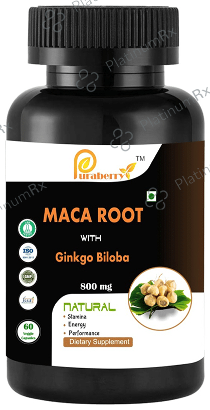 Puraberry Maca Root with Ginkgo Biloba 800mg Veggie Capsule