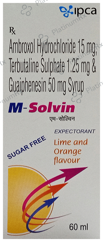 M Solvin Lime and Orange Sugar Free Syrup 60ml