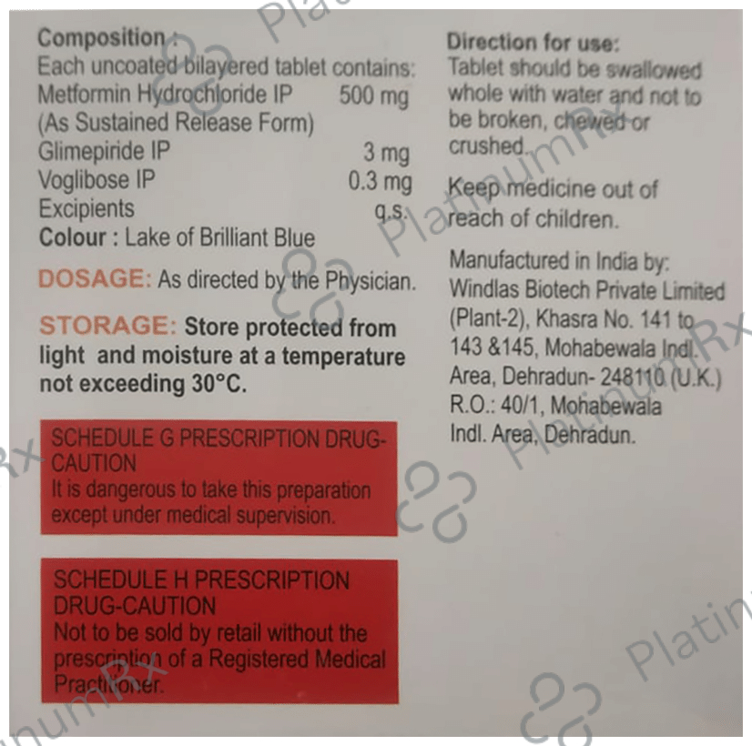 Voglow GM3 3/500/0.3mg Tablet SR 15s