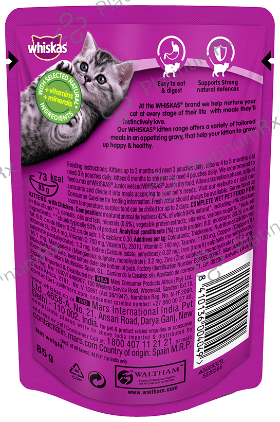 Whiskas Wet Cat Food with Chicken in Gravy for Kitten 2-12 Months