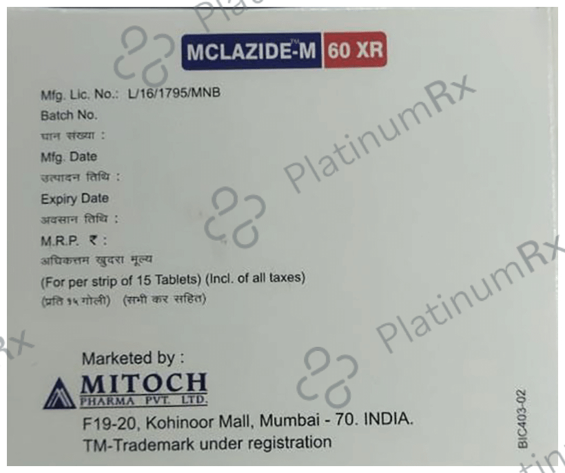 Mclazide-M 60 XR Tablet 15 Tablet SR