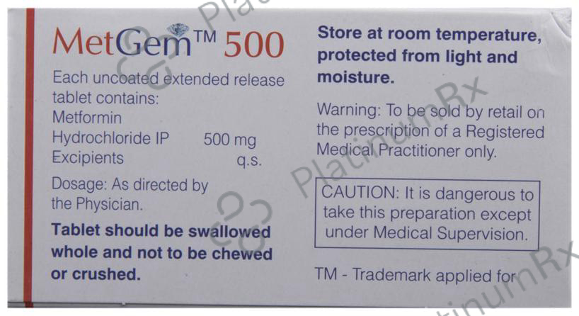 Metgem ER 500mg Tablet 10s
