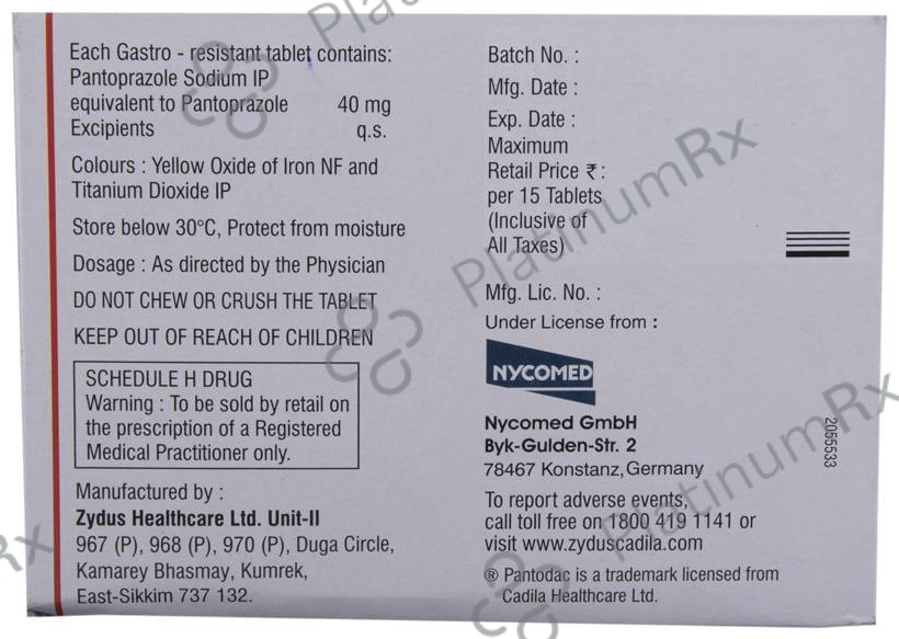 Pantodac 40 Tablet 15 Tablet