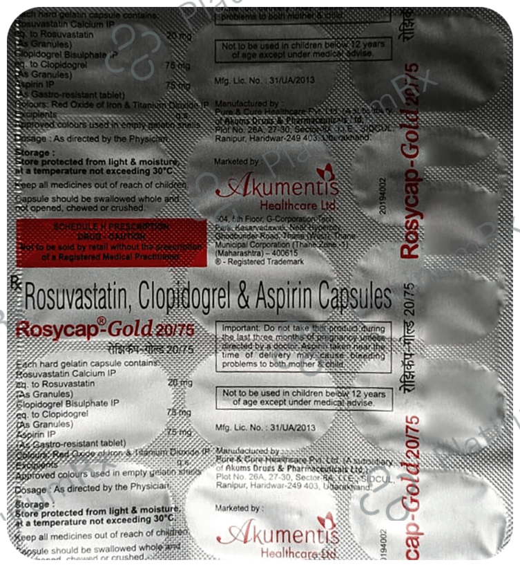 Rosycap Gold 20/75/75mg Capsule 15s