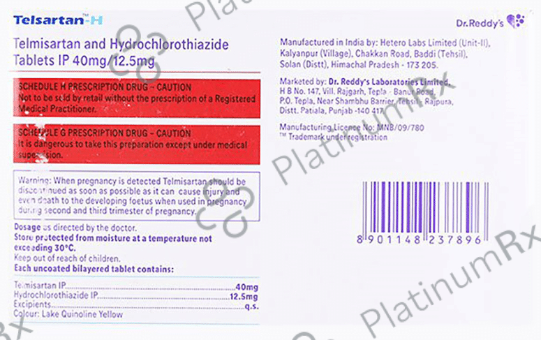 Telsartan H 12.5/40mg Tablet 14s
