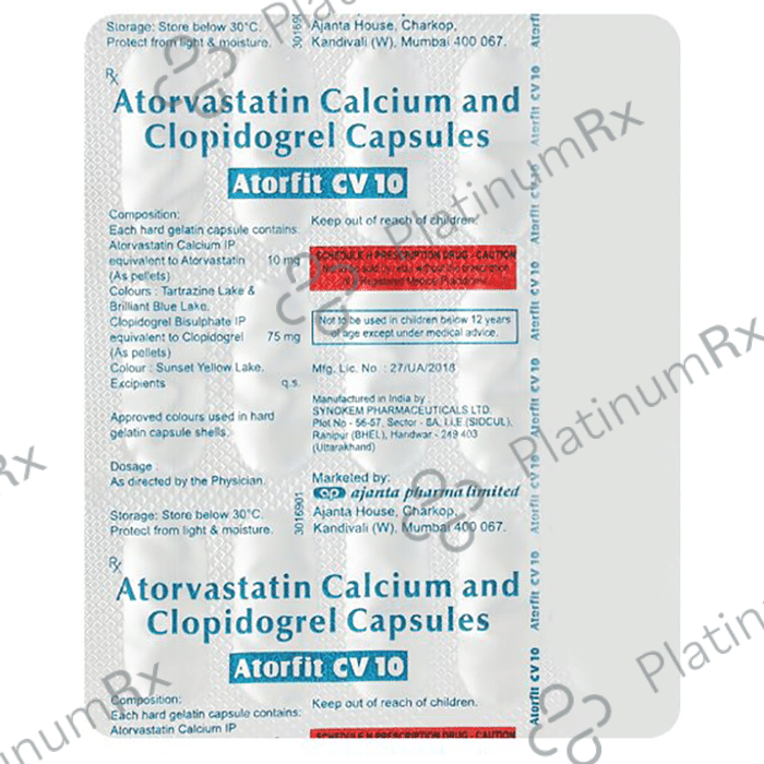 Atorfit CV 10/75mg Capsule 15s