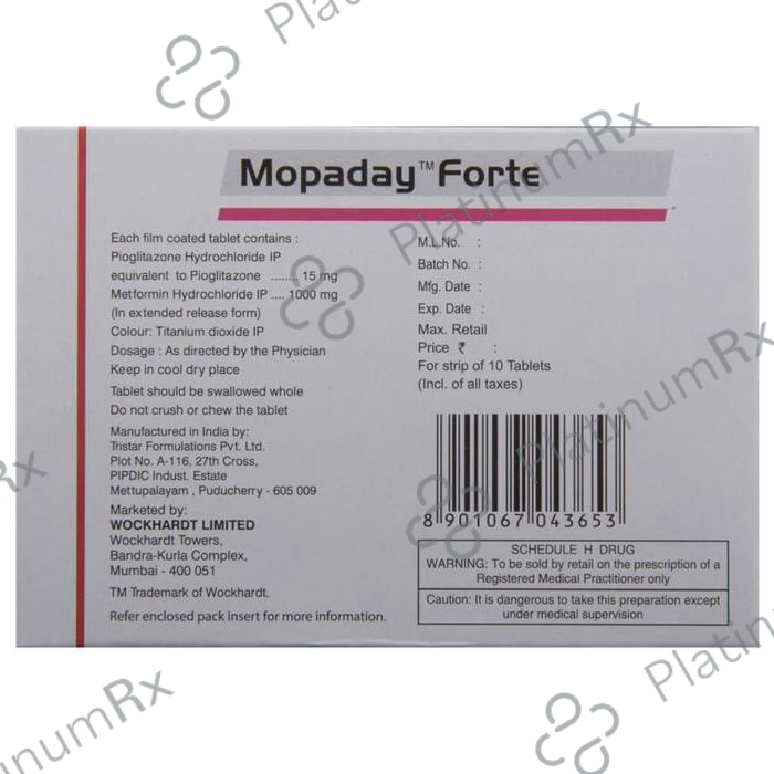 Mopaday Forte 1000/15mg Tablet ER 10s