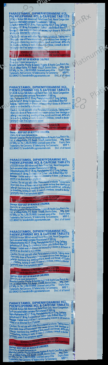 Vicks Action 500 Advanced Tablet 10s