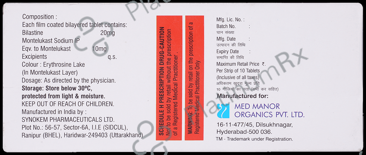 Bilamed M 20/10mg Tablet 10s