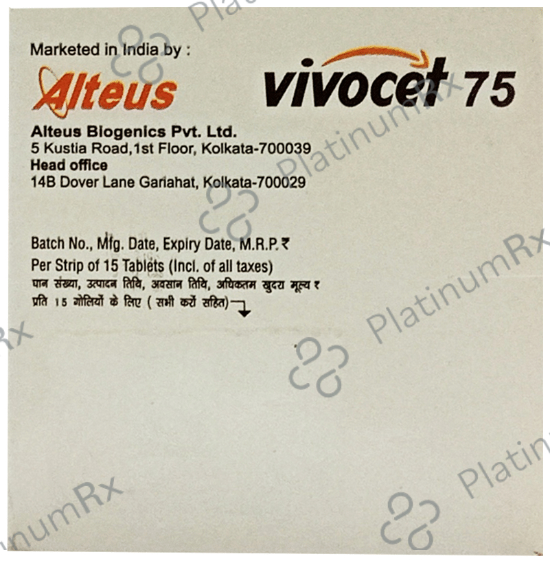 Vivocet 75 Tablet 15 Tablet