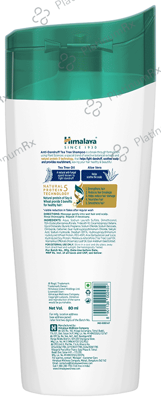 Himalaya Anti-Dandruff with Natural 5 Protein Technology Shampoo Tea Tree 80 ml