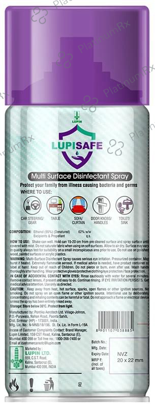 Lupin Lupisafe Alcohol Based Disinfectant Spray