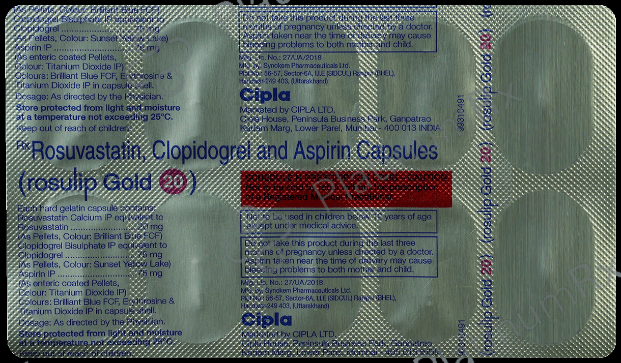 Rosulip Gold 20/75/75mg Capsule 10s