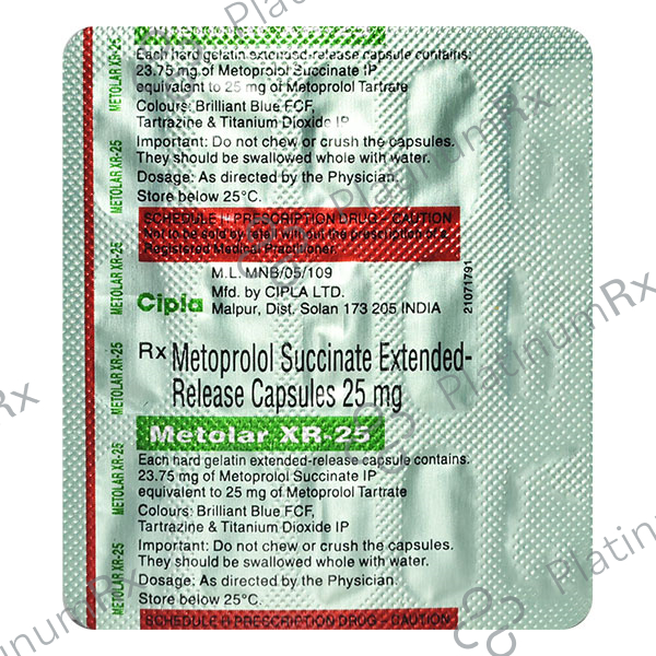 Metolar XR 25mg Capsule 15s