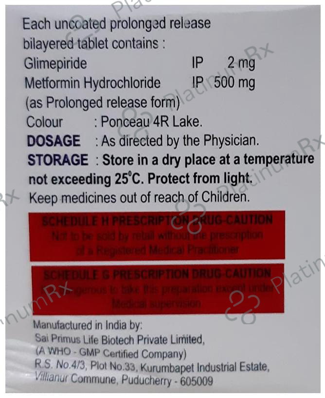 Glimiprime M2 2/500mg Tablet PR 15s