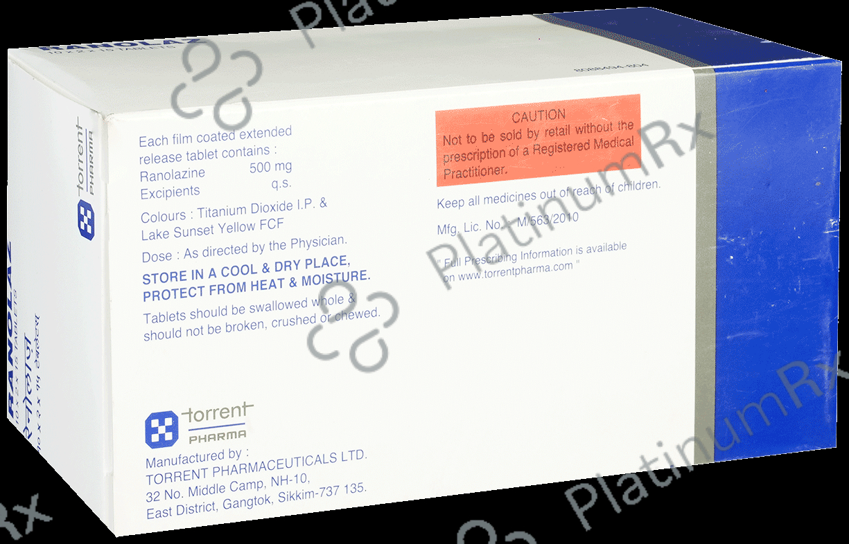 Ranolaz 500mg Tablet ER 15s