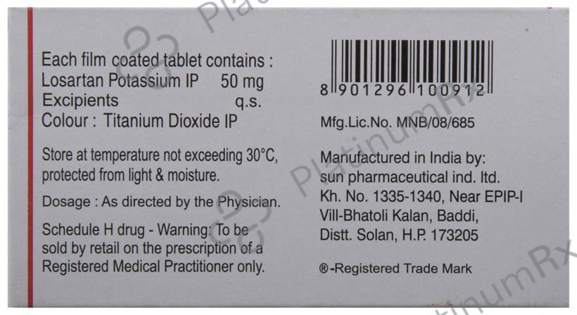 Losartan 50mg Tablet 10s