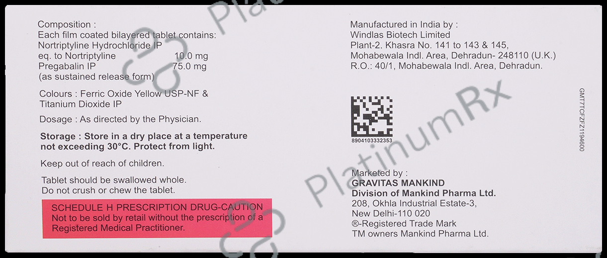 Mahagaba NT 75mg/10mg Tablet 10s