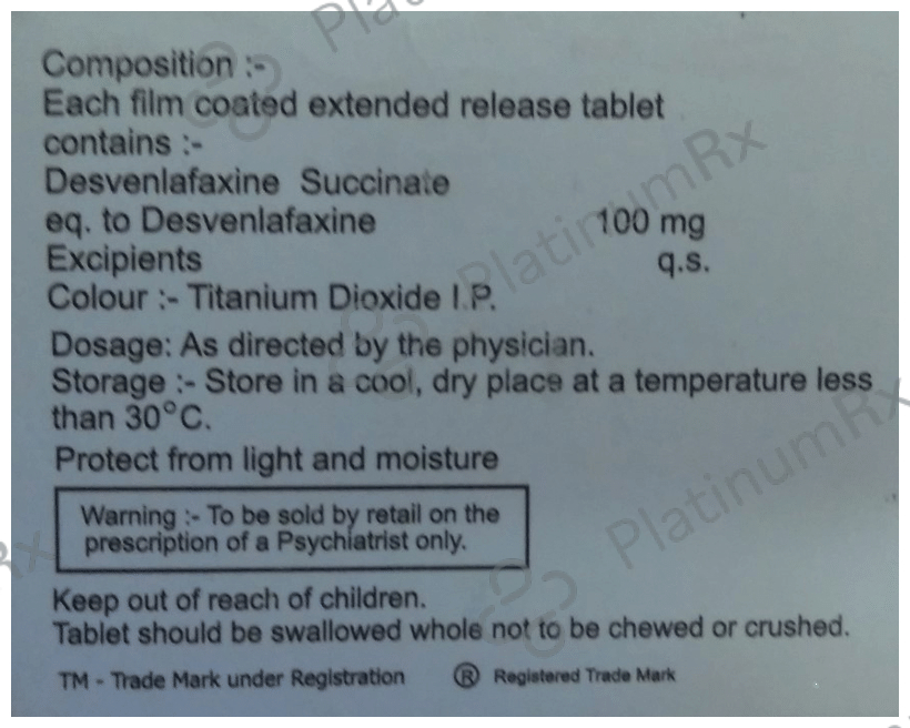 Desveren 100mg Tablet ER 10s