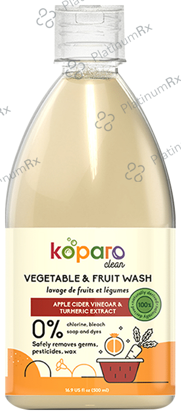 Koparo Vegetable & Fruit Wash (500ml Each) Apple Cider Vinegar and Turmeric Extract 1 Bottle