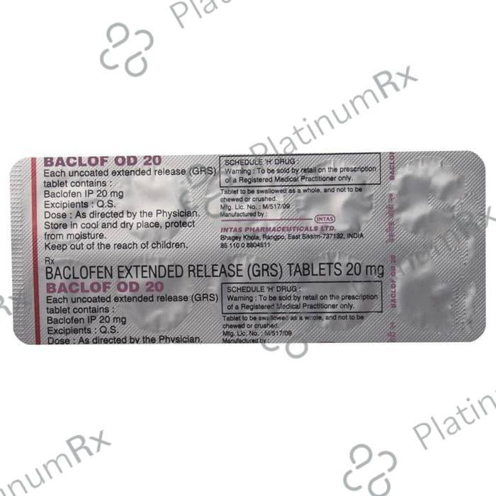 Baclof OD 20 Tablet ER 10 Tablet ER