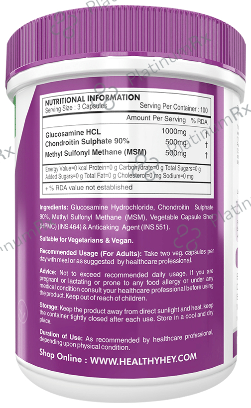 HealthyHey Nutrition Glucosamine + Chondroitin & MSM Capsule 300 capsules