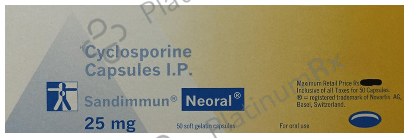 Sandimmun Neoral 25mg Soft Gelatin Capsule 50 Soft Gelatin Capsule