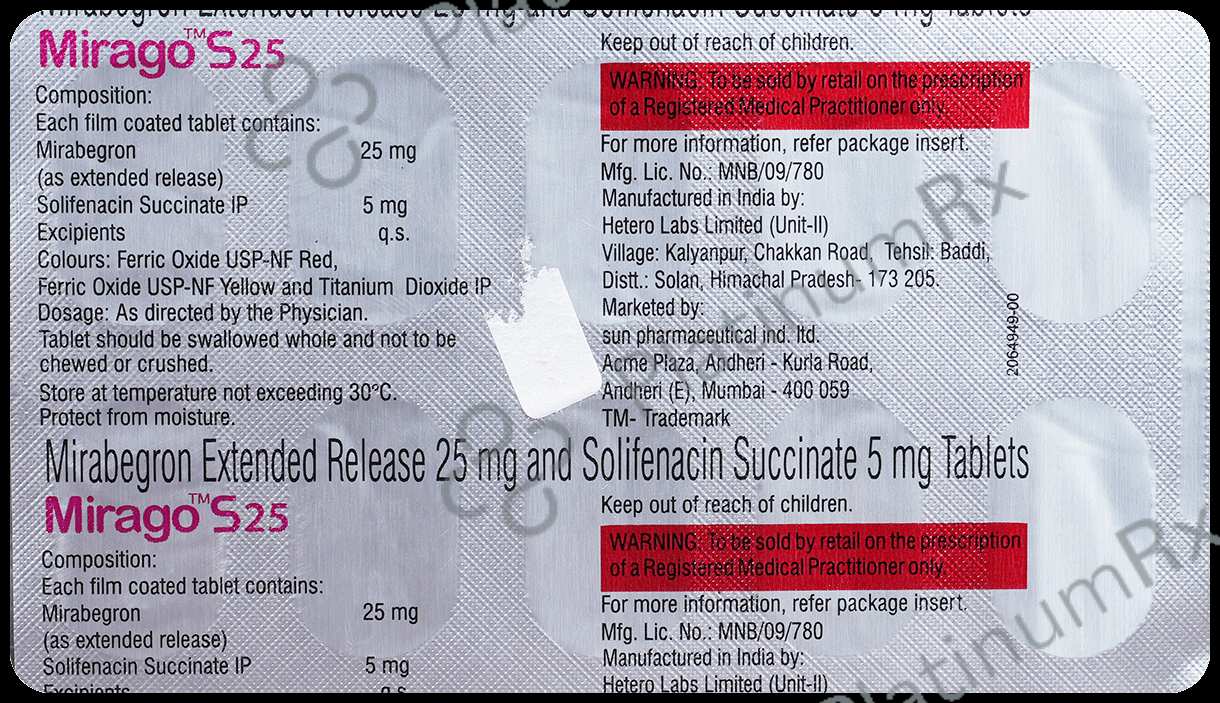 Mirago S 25mg Tablet ER 10s