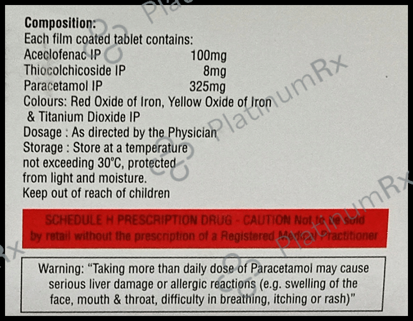 Zerodol TH Max 100/325/8mg Tablet 10s
