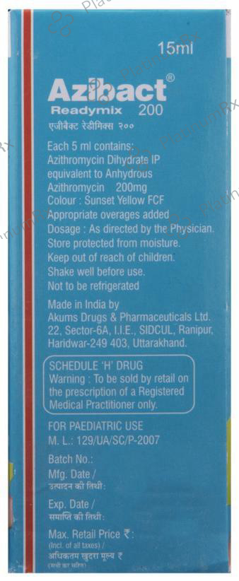 Azibact 200mg Readymix Oral Suspension 15ml