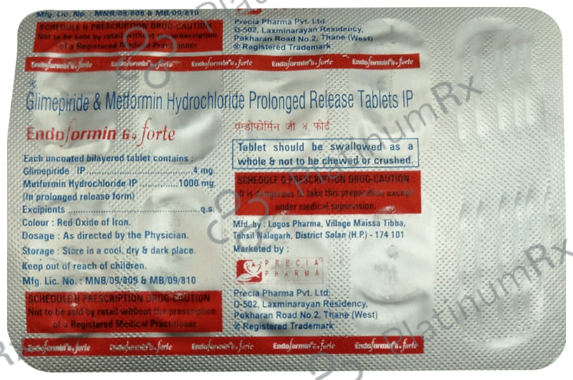 Endoformin G Forte 4mg/1000mg Tablet PR