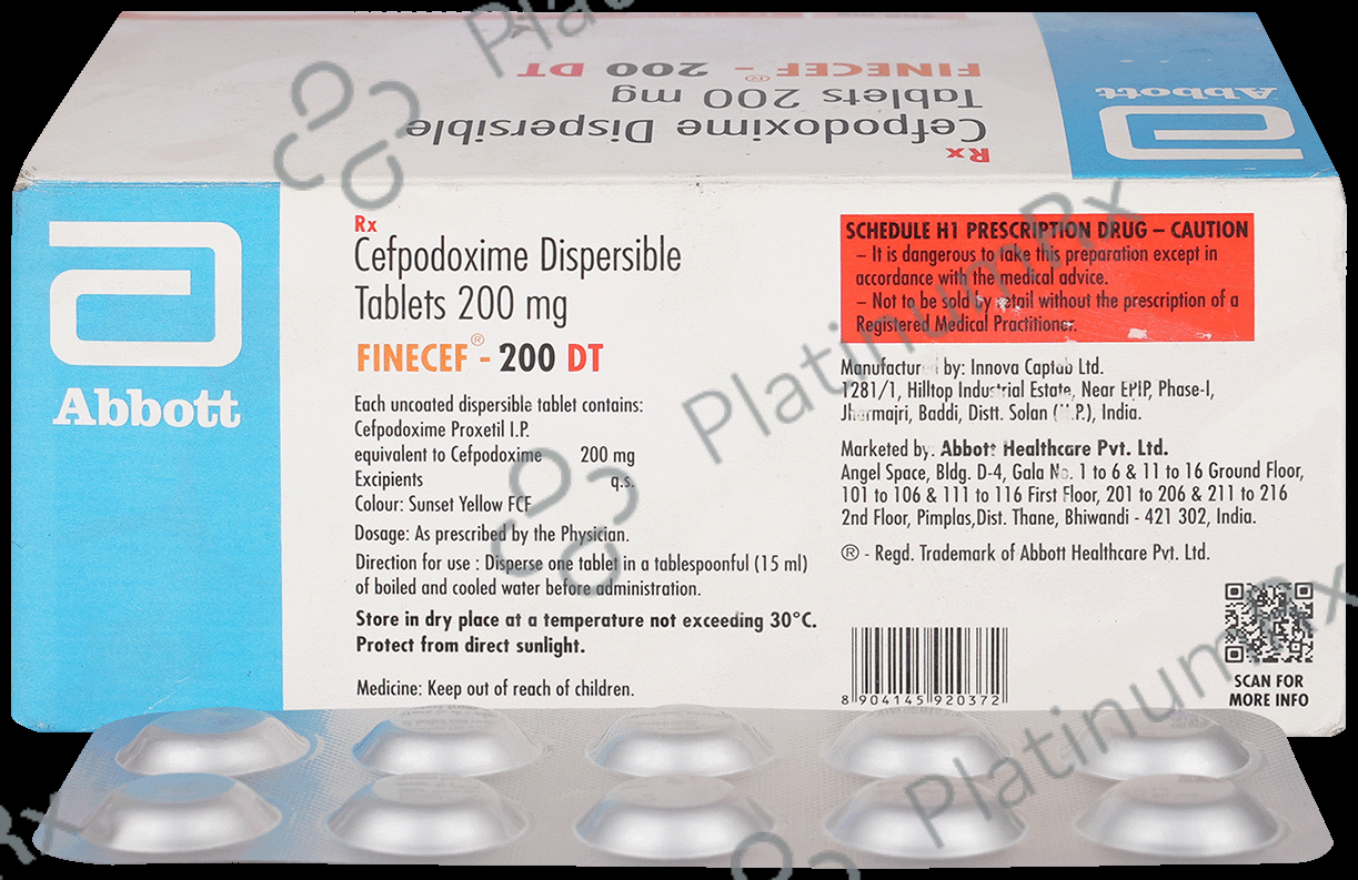 Finecef 200mg Tablet DT
