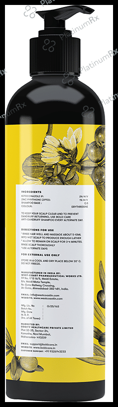 Bold Care Ketoconazole & Zinc Pyrithione Anti Dandruff Shampoo for Men Shampoo