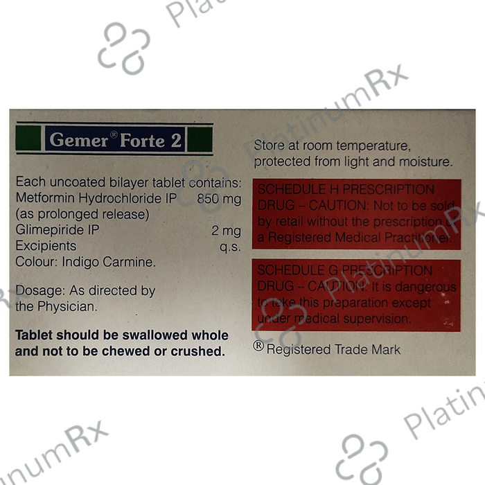 Gemer Forte 2/850mg Tablet PR 10s