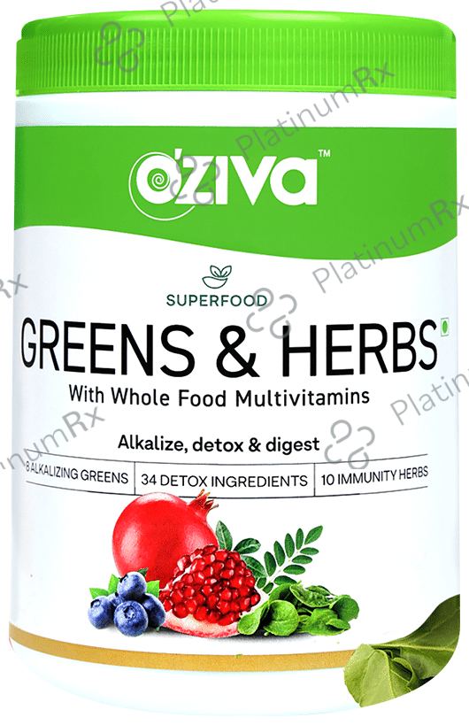 Oziva Superfood Greens & Herbs - Powder for Metabolism, Detox & Digestion
