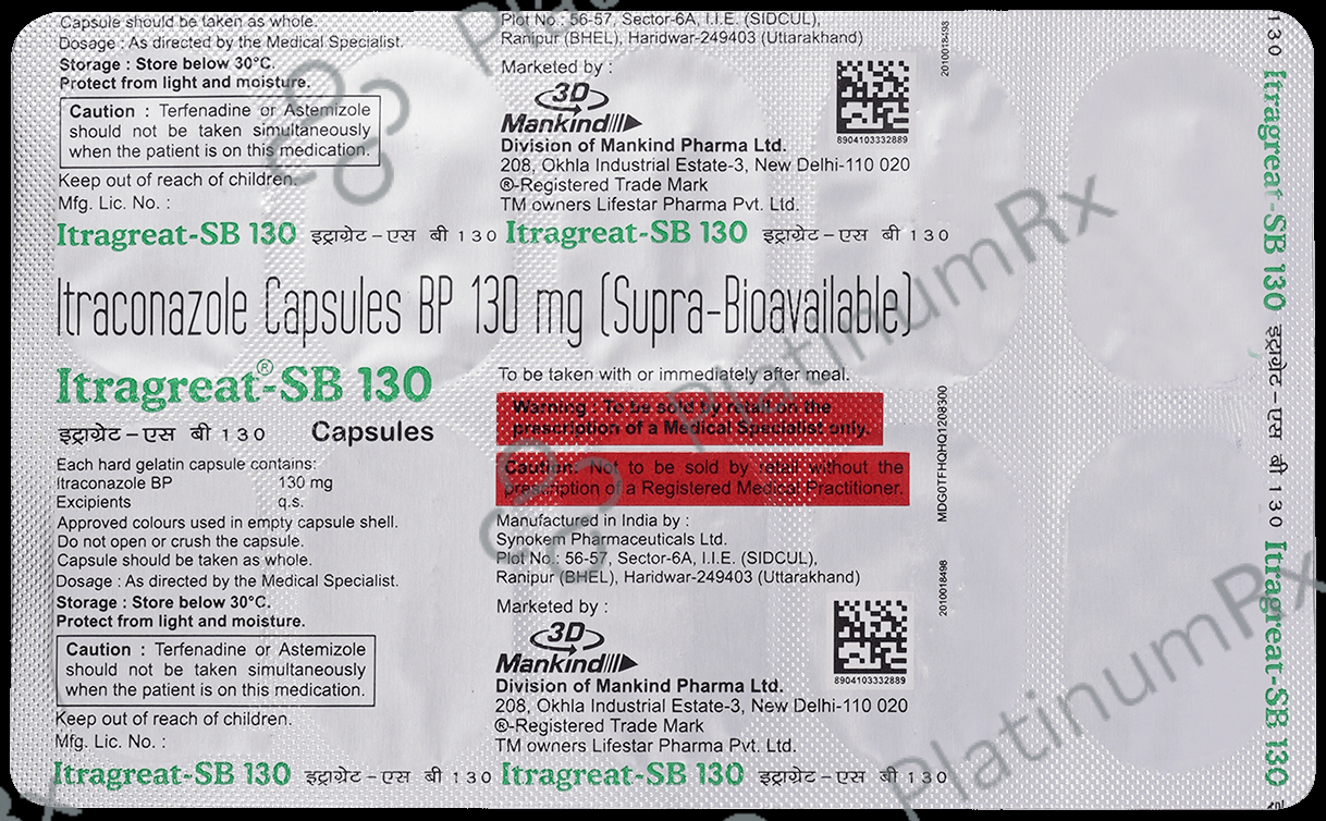 Itragreat SB 130mg Capsule