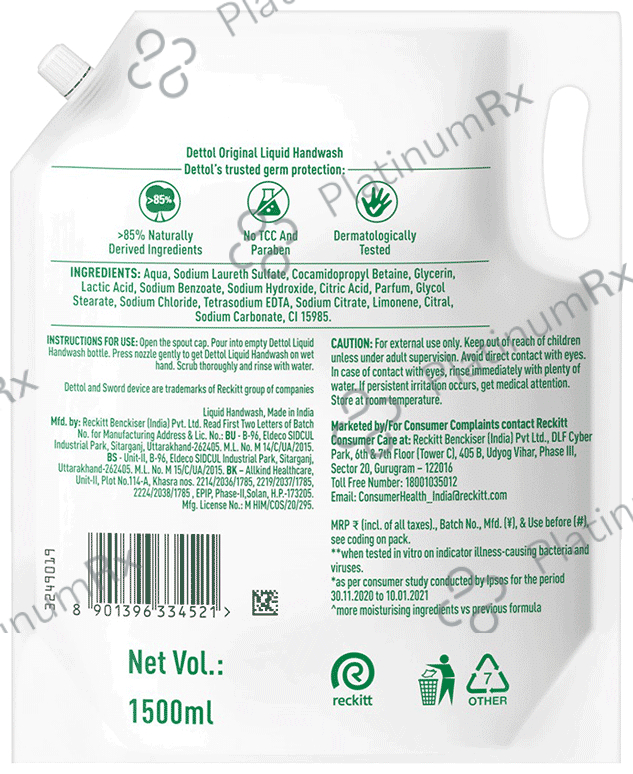 Dettol Liquid Handwash Refill Original 1500 ml