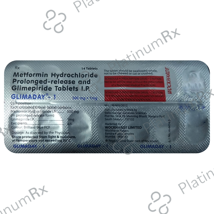 Glimaday 1/500mg Tablet PR 14s