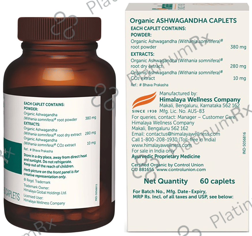 Himalaya Organic Ashwagandha -Helps Release Stress - Caplet 60 caplets