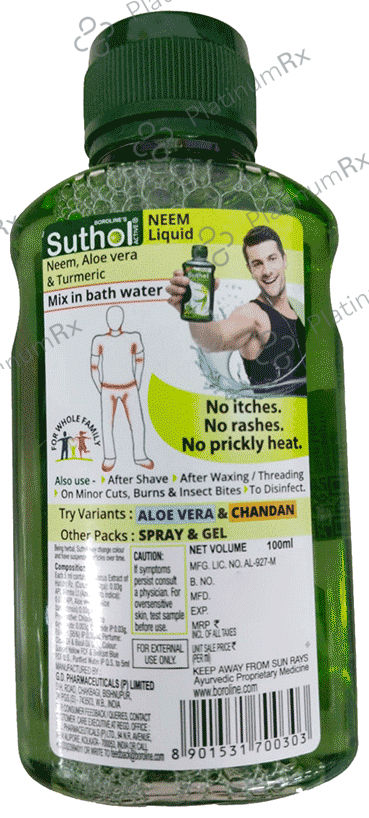 Boroline Suthol Active Neem Body Hygiene Liquid with Turmeric & Aloe Vera 100 ml