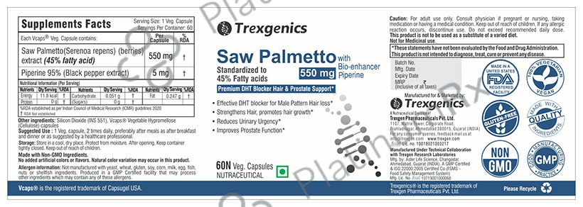 Trexgenics Saw Palmetto Veg Capsule