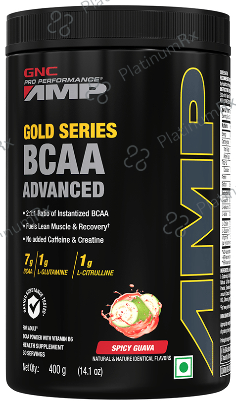 GNC Pro Performance AMP Gold Series BCAA Advanced - For Lean Muscles & Recovery - Flavour Powder Spicy Guava