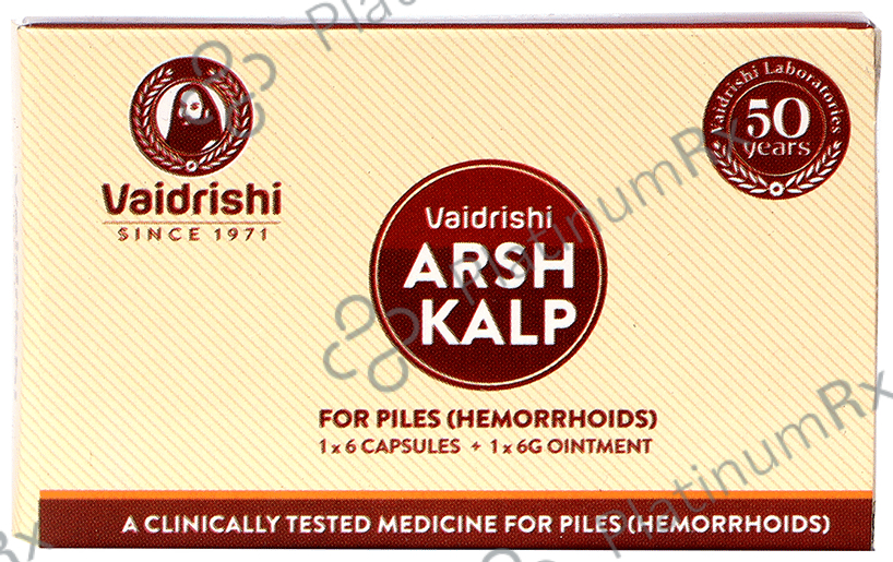 Vaidrishi Arsh Kalp Kit for Piles (1 Strip of 6 Capsule & 1 Tube of 6gm Ointment)