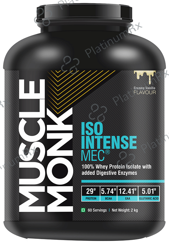 Muscle Monk ISO Intense MEC 100% Whey Protein Isolate with added Digestive Enzymes Creamy Vanilla 2 kg