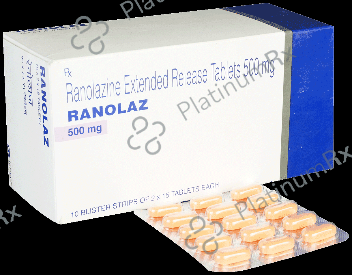 Ranolaz 500mg Tablet ER 15s