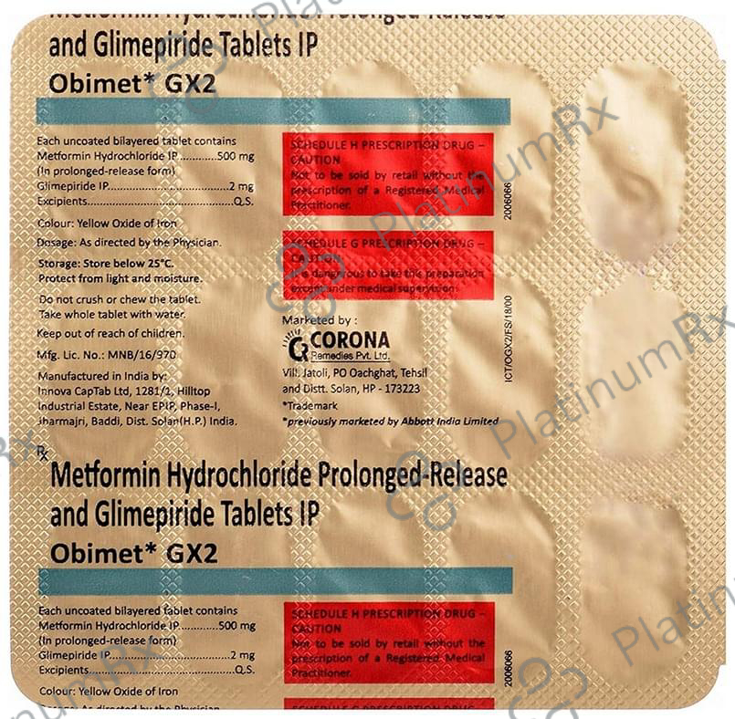 Obimet GX2 2/500mg Tablet PR 15s
